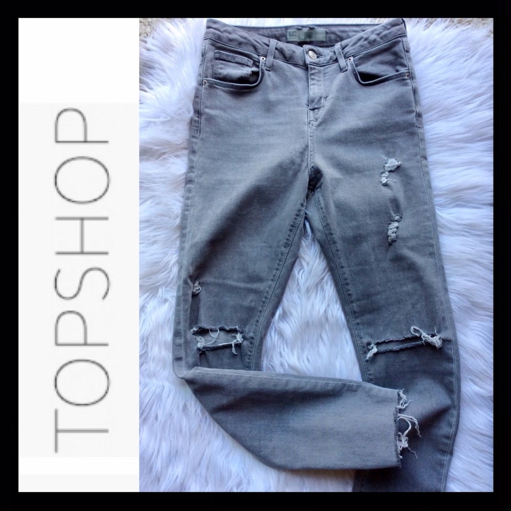 TOPSHOP Moto Grey Ripped Jamie Jeans - Picture 4 of 8